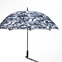 JuCad golf umbrella_camouflage-grey_on the trolley_JS-CAG